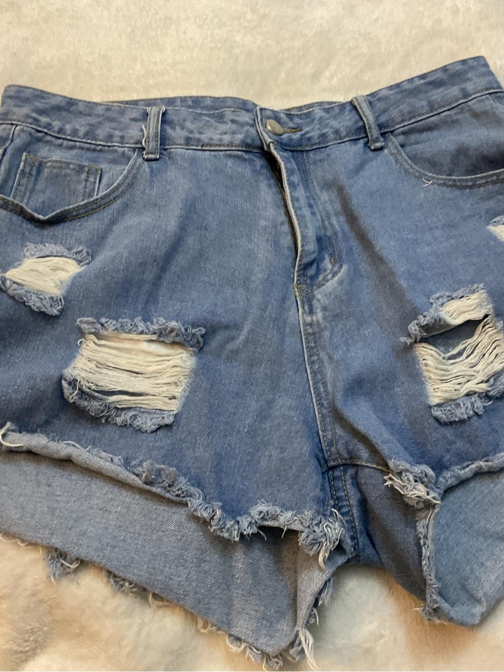 High Waisted Distressed Denim Shorts - Size [Add Size, e.g., 1XL]